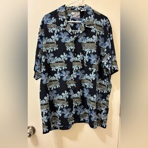 Pineapple Connection Hawaiian Shirt Men's Large Blue Floral Cars